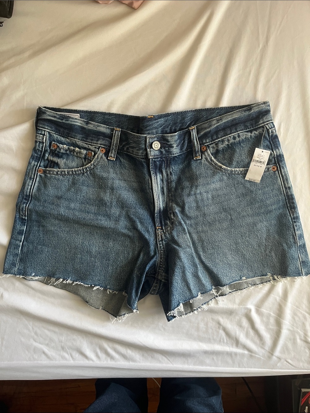 GAP Medium Blue Frayed Hem Denim Shorts